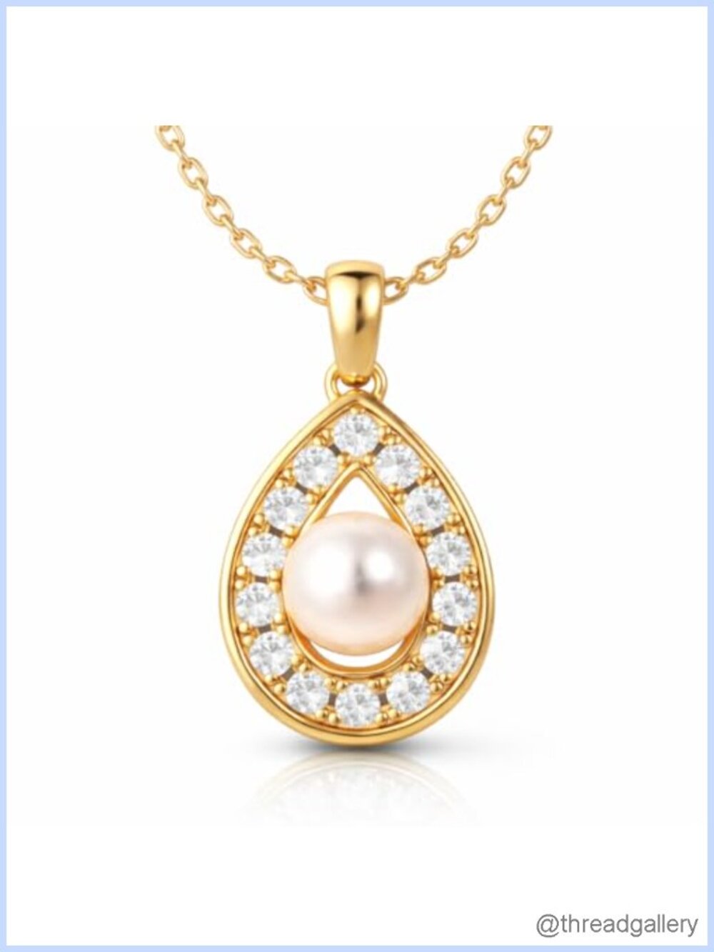 18K Gold Plated 925 Sterling Silver Pearl Pendant Necklace